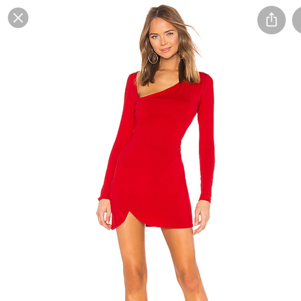 Susana Monaco Curved Neck Long Sleeve Dress